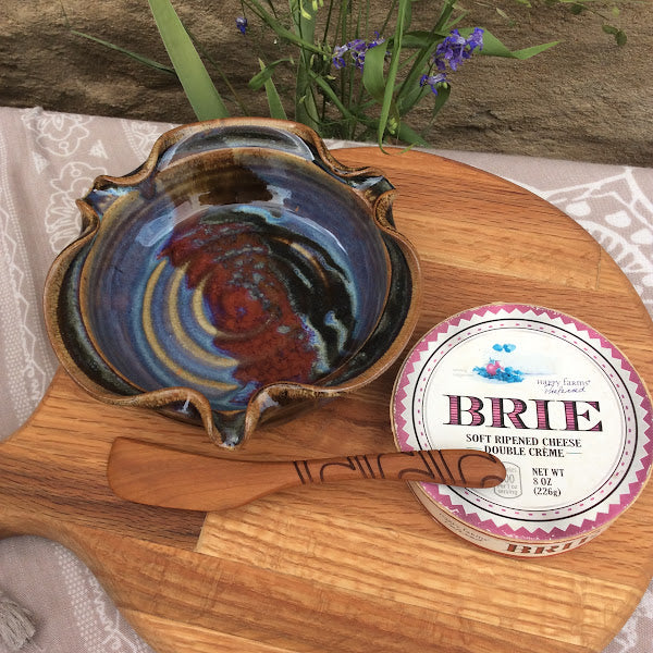 Brie Baker pottery baking dish. Ceramic dish for cheese and layered dips